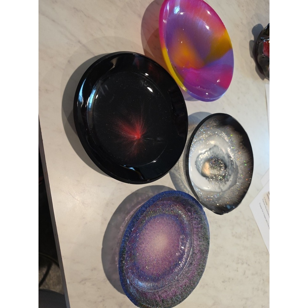 Handmade Resin Celestial 7 Inch Bowl. Purple And‎ Green Sparkly Bowl Is 6 Inches